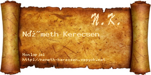 Németh Kerecsen névjegykártya